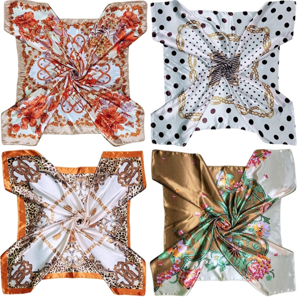 Satin Square Scarves Neck Hair Head Scarf 2 for 30